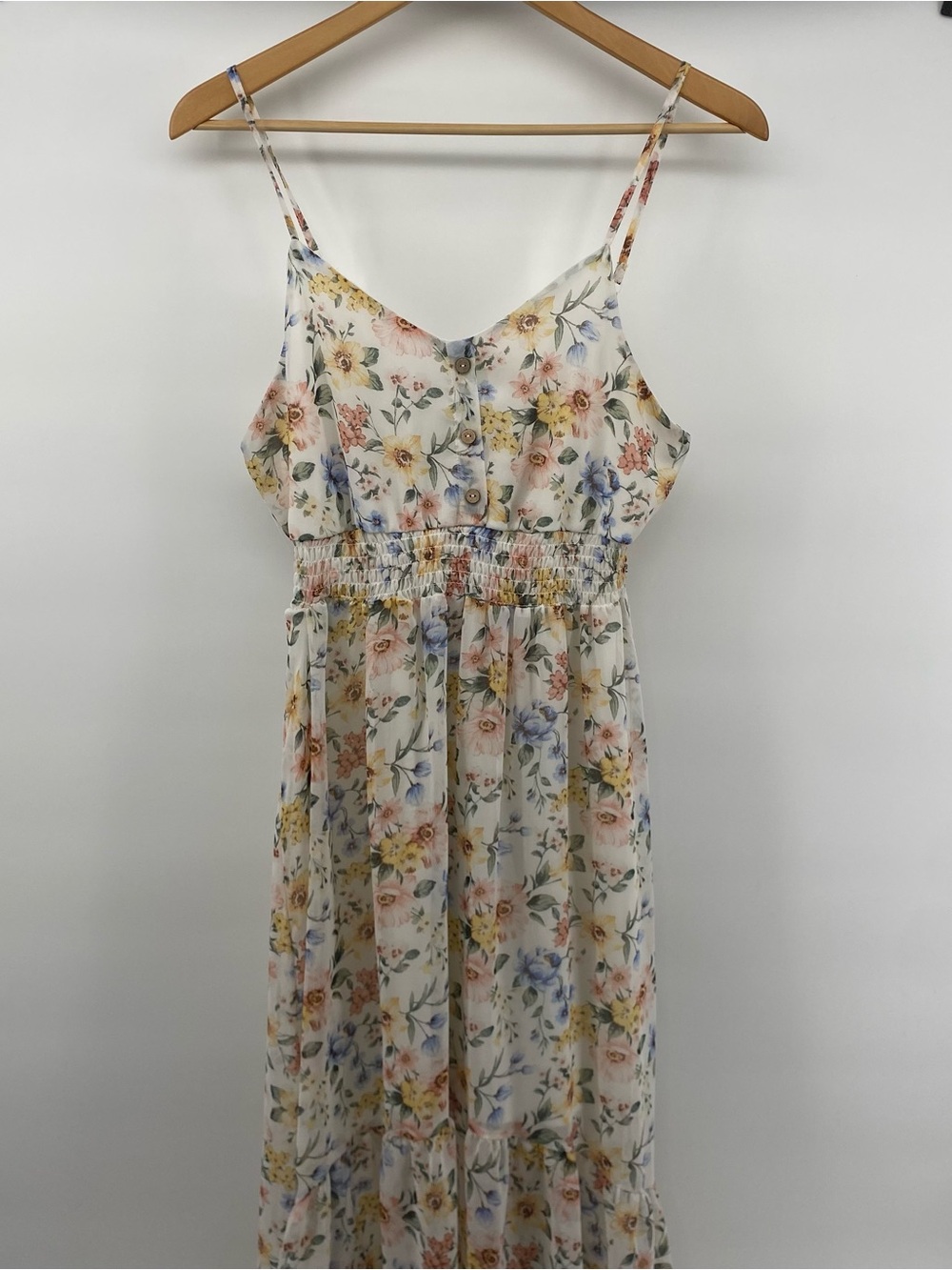 Charlotte Russe Cream Floral Maxi Dress with Pastel Accents